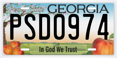 GA license plate PSD0974