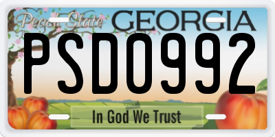 GA license plate PSD0992