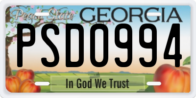 GA license plate PSD0994