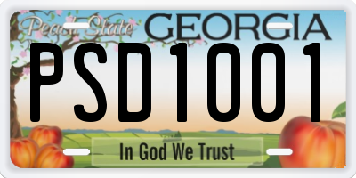 GA license plate PSD1001