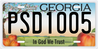 GA license plate PSD1005