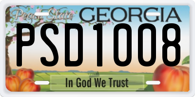 GA license plate PSD1008