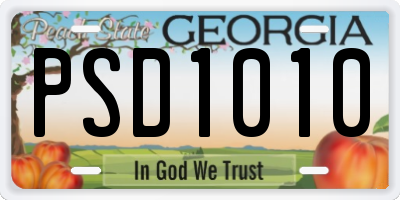GA license plate PSD1010