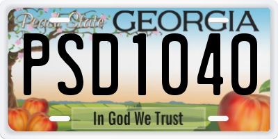 GA license plate PSD1040