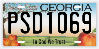 GA license plate PSD1069
