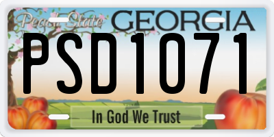 GA license plate PSD1071