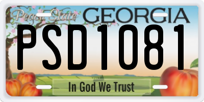GA license plate PSD1081