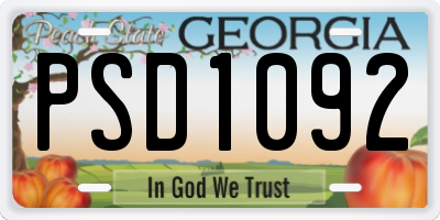 GA license plate PSD1092