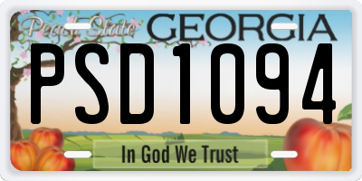 GA license plate PSD1094