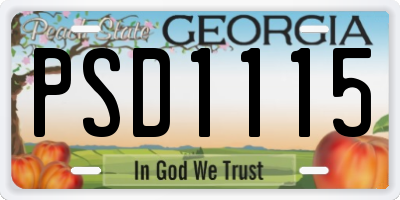 GA license plate PSD1115