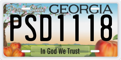 GA license plate PSD1118