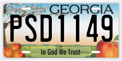 GA license plate PSD1149