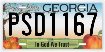 GA license plate PSD1167