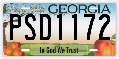 GA license plate PSD1172