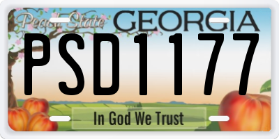 GA license plate PSD1177