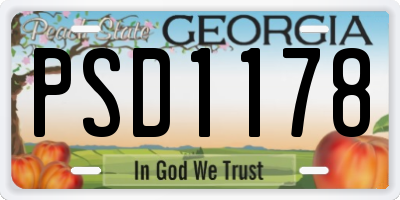 GA license plate PSD1178