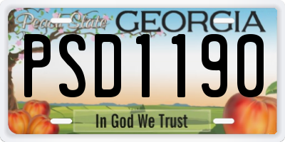 GA license plate PSD1190