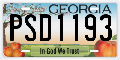 GA license plate PSD1193