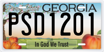 GA license plate PSD1201