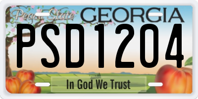 GA license plate PSD1204
