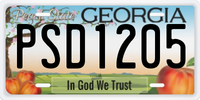 GA license plate PSD1205