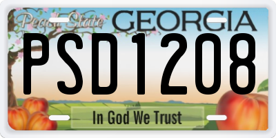 GA license plate PSD1208