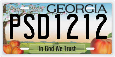 GA license plate PSD1212