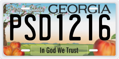 GA license plate PSD1216