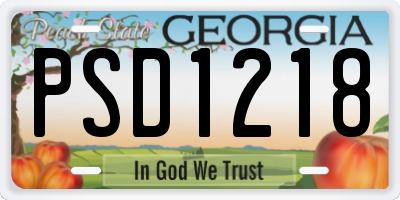 GA license plate PSD1218