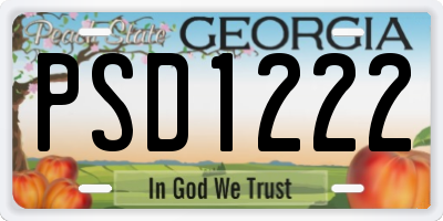 GA license plate PSD1222