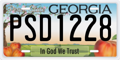 GA license plate PSD1228