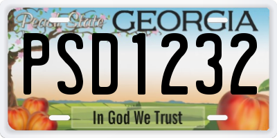 GA license plate PSD1232