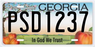 GA license plate PSD1237
