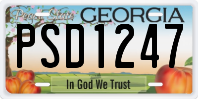 GA license plate PSD1247