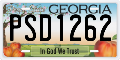 GA license plate PSD1262