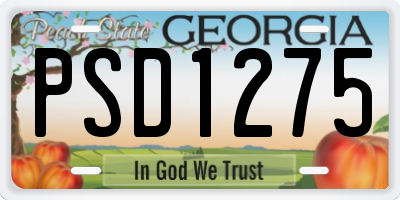 GA license plate PSD1275