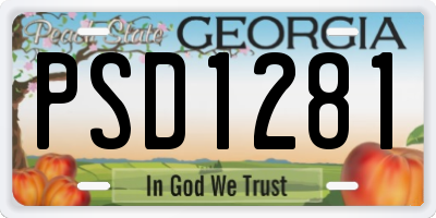 GA license plate PSD1281