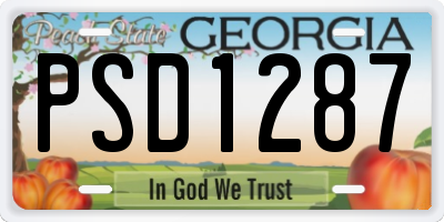 GA license plate PSD1287