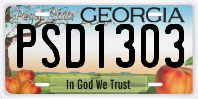 GA license plate PSD1303