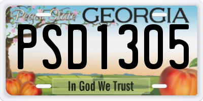GA license plate PSD1305