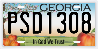 GA license plate PSD1308