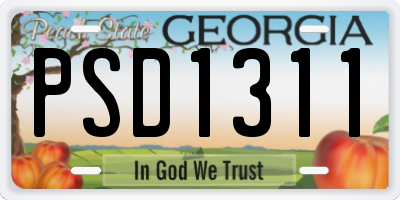 GA license plate PSD1311