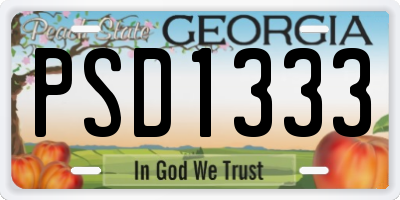 GA license plate PSD1333