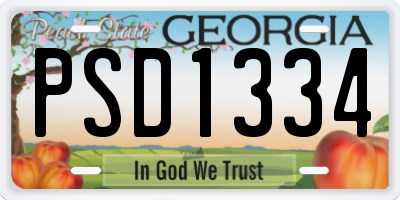 GA license plate PSD1334