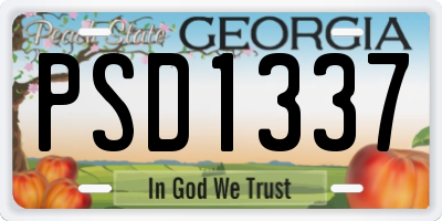 GA license plate PSD1337