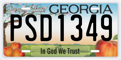 GA license plate PSD1349
