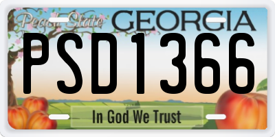 GA license plate PSD1366