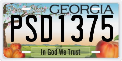 GA license plate PSD1375