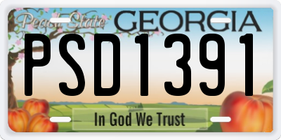 GA license plate PSD1391