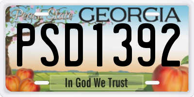 GA license plate PSD1392